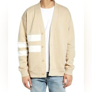 Topman Beige Cardigan with White Stripes